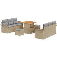 vidaXL Ensemble de canapé de jardin avec coussins 9 pcs Beige et gris clair