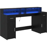 vidaXL Bureau avec espace de rangement, noir, imitation chêne, 160 x 55 x 91 cm