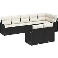 vidaXL Ensemble de canapés de jardin , 8 pièces, en résine tressée noire et blanche