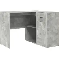 vidaXL Bureau d'angle avec tiroirs, couleur gris béton, 102 x 88 x 75 cm