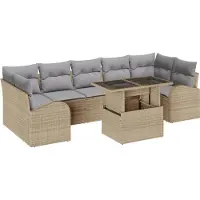 vidaXL Ensemble de canapés de jardin , 8 pièces, beige, en polyrotin