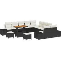 vidaXL Ensemble de canapés de jardin , 13 pièces, 12 places, noir, en résine tressée