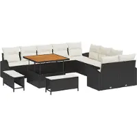 vidaXL Ensemble de salon de jardin , 13 pièces, 12 places, couleur noire