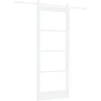 vidaXL Porte coulissante , 83 x 202 cm, en bois massif (pin) et verre, de couleur blanche