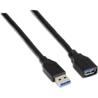Aisens A105-0041 - USB 3 Verlängerungskabel (1 m, geeignet für externe Gehäuse, Spielekonsolen, Digitalkameras, Webcam, Drucker und Maus) Farbe Schwarz