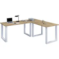 VCM Bureau en bois | Plaine de bureau d'angle | 160x160 | Forme L gauche ou droite | Plaque de table de travail 80 cm de profondeur | Meubles de bureau de table d'ordinateur - Lona U