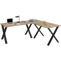 VCM Bureau en bois | Plaine de bureau d'angle | 130x130 | Forme L gauche ou droite | Plaque de table de travail 50 cm en profondeur | Meubles de bureau de table d'ordinateur - Lona X