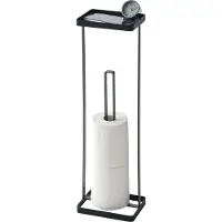Yamazaki GERSON Porte rouleau papier avec plateau - 16x12x54 cm - Métal noir