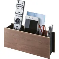 Yamazaki Organiseur de table noir en bois et métal pour télécommande téléphone portable stylos 02731