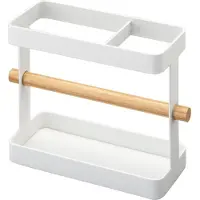 Yamazaki Porte-ustensiles de cuisine Porte-couverts métal blanc avec bois 03154