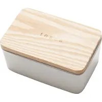 Yamazaki Beurrier En Céramique Couvercle En Bois Tosca