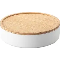 Yamazaki Boîte de rangement ronde avec couvercle 22x6cm blanc
