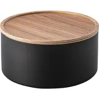 Yamazaki Boîte de rangement ronde avec couvercle 22x6cm noir