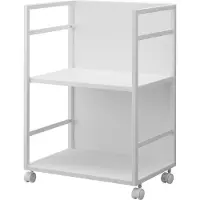 Yamazaki Table d'appoint Chariot à roulettes Étagère à roulettes 42x60x32cm 2 niveaux Armoire à roulettes blanche