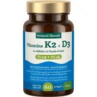 Holland & Barrett Vitamine K2 75mcg + D3 25mcg en Huile d'Olive - 60 softgels