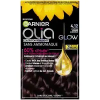 Garnier Coloration Permanente - Sans Ammoniaque - Aux Huiles Naturelles de Fleurs - Châtain Cendré Lumineux (4.12) - Olia Glow