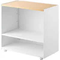 Yamazaki 1424 : Rangement à plateau bois, semi-ouvert, blanc, taille S