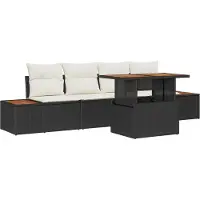 vidaXL Ensemble de salon de jardin avec coussins, 5 pièces, noir et beige
