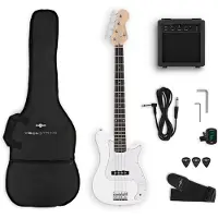 Gear4Music VISIONSTRING 3/4 Bass Guitar Pack White