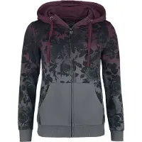 Rock Rebel by EMP Sweat-shirt zippé à capuche de - Sweat à Capuche Dip-Dye - S - 5XL - pour Femme - bordeaux-gris - Taille 4XL