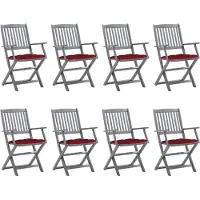 vidaXL Chaises Pliables D'extérieur 8 Pcs Avec Coussins Bois D'acacia