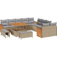 vidaXL Ensemble de canapés de jardin , 17 pièces, 12 places, beige et gris clair
