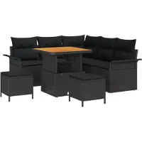 vidaXL Ensemble de canapés de jardin , 8 pièces, noir, en résine tressée
