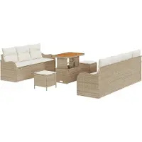 vidaXL Ensemble de canapés de jardin , 10 pièces, beige, en polyrotin