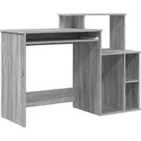 vidaXL Bureau , couleur Sonoma gris, 120,5 x 44 x 88,5 cm, fabriqué en panneaux de particules
