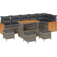 vidaXL Ensemble de canapés de jardin , 12 pièces, gris, en résine tressée, pour 8 personnes