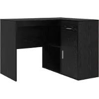 vidaXL Bureau d'angle avec porte, noir, imitation chêne, 102 x 88 x 75 cm