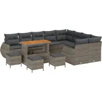 vidaXL Ensemble de canapés de jardin , 13 pièces, gris, en résine tressée