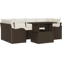 vidaXL Ensemble de canapés de jardin , 7 pièces, marron, 234 x 122,5 x 85 cm, rotin synthétique