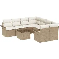 vidaXL Ensemble de canapés de jardin , 9 pièces, beige et crème, en polyrotin