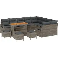 vidaXL Ensemble de salon de jardin , 13 pièces, 12 places, gris