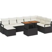 vidaXL Ensemble de salon de jardin , 9 pièces, noir et crème