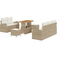vidaXL Ensemble de canapés de jardin , 8 pièces, beige, en polyrotin