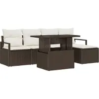 vidaXL Ensemble de canapé de jardin avec coussins 6 pcs brun et crème