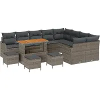vidaXL Ensemble de salon de jardin , 13 pièces, 12 places, gris