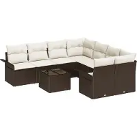 vidaXL Ensemble de canapés de jardin , 9 pièces, marron et crème, en polyrotin