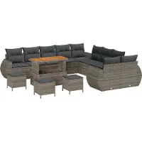 vidaXL Ensemble de salon de jardin, 14 pièces, 14 places, gris
