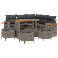 vidaXL Ensemble de canapés de jardin , 10 pièces, 9 places, gris, en résine tressée