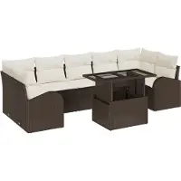 vidaXL Ensemble de canapés de jardin , 8 pièces, couleur marron, en polyrotin