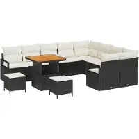 vidaXL Ensemble de canapés de jardin , 12 pièces, en résine tressée noire