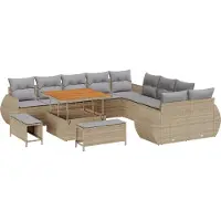 vidaXL Ensemble de salon de jardin , 13 pièces, couleur beige et gris clair