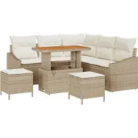 vidaXL Ensemble de canapés de jardin , 8 pièces, 7 places, couleur beige, en résine tressée