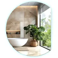 Tulup Miroir Demi Lune LED Éclairé Décoratif Mural 74 x 90 cm lumière froide à fixer au mur Miroir de maquillage miroir pour dressingpour Chambre à coucher Salon Séjour Salle de bain