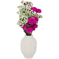 Atmosphera VASE CÉRAMIQUE STRIÉ FERNAN 22CM BLANC MAT