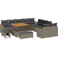 vidaXL Ensemble de canapés de jardin , 13 pièces, 12 places, gris, en résine tressée