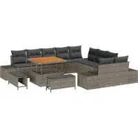 vidaXL Ensemble de canapés de jardin , 13 pièces, 12 places, gris, en résine tressée